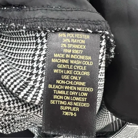 Worthington Black and White High Rise Glen Plaid Pull-On Pants Women’s Size 12 - Picture 10 of 13